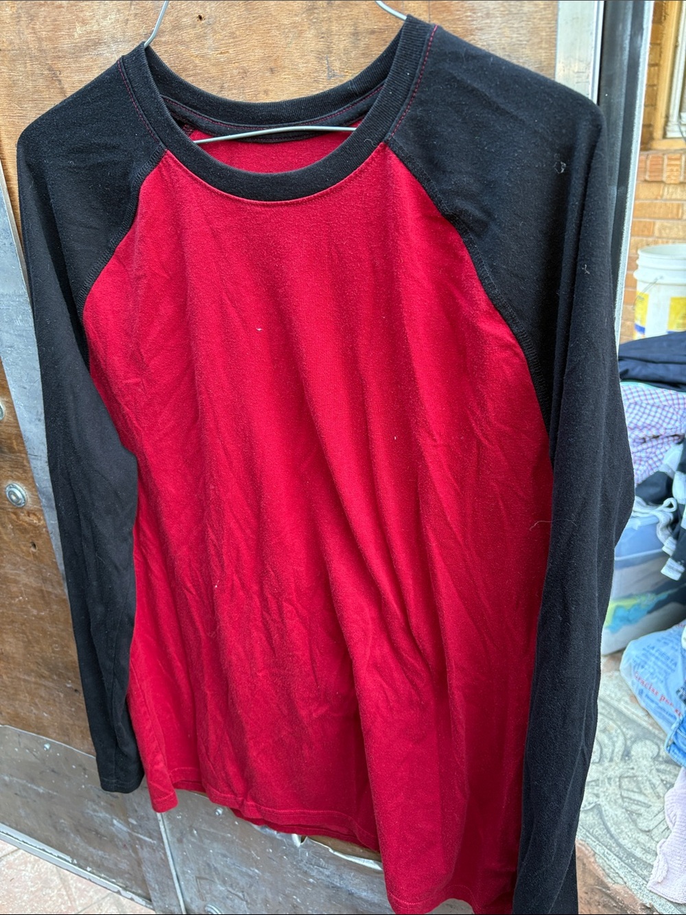 Red and Black Raglan Long Sleeve Tee